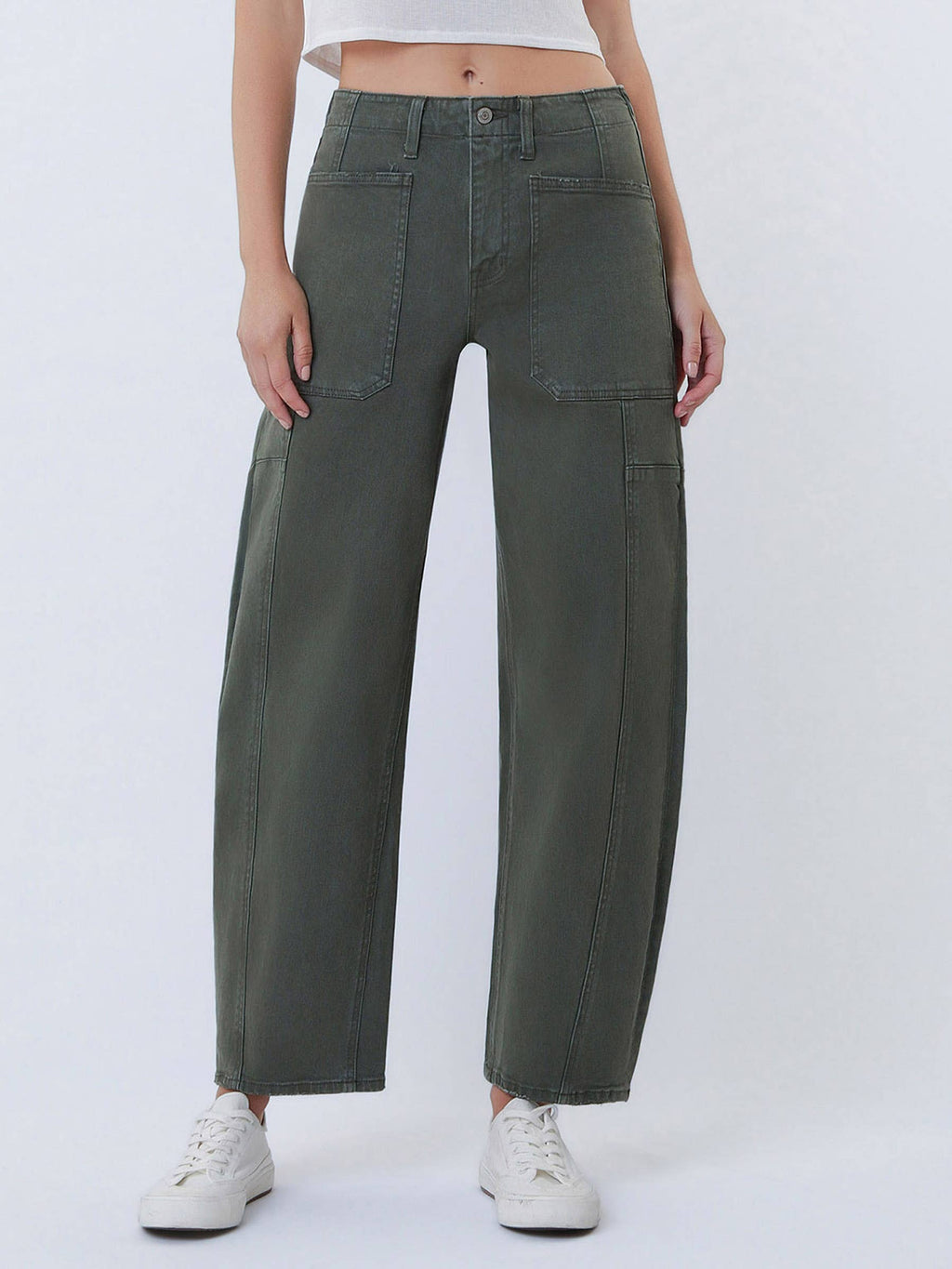 The Evergreen Ease Barrel Jeans by Flying Monkey