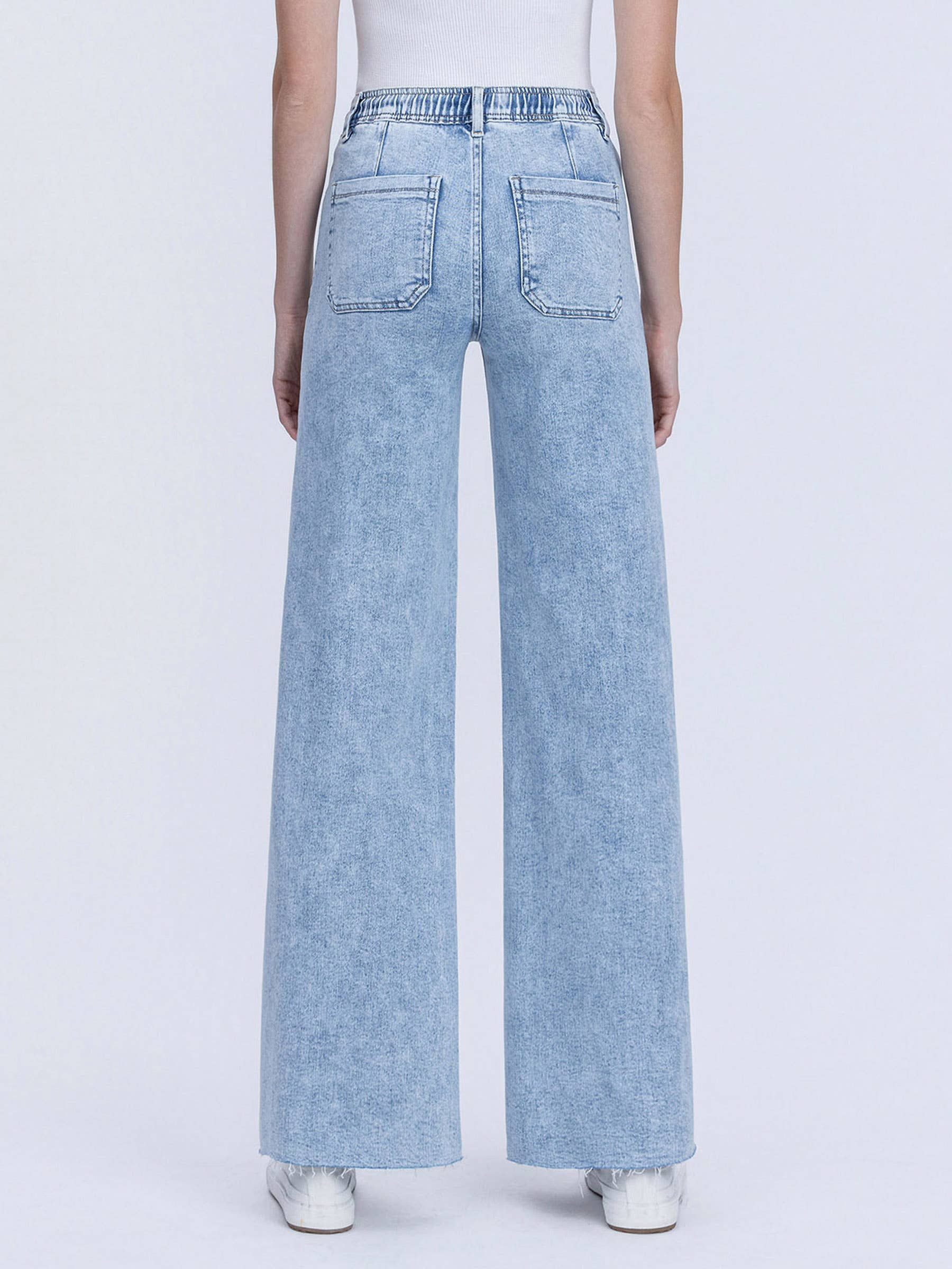 High Rise Drawstring Wide Leg Jeans - Flying Monkey