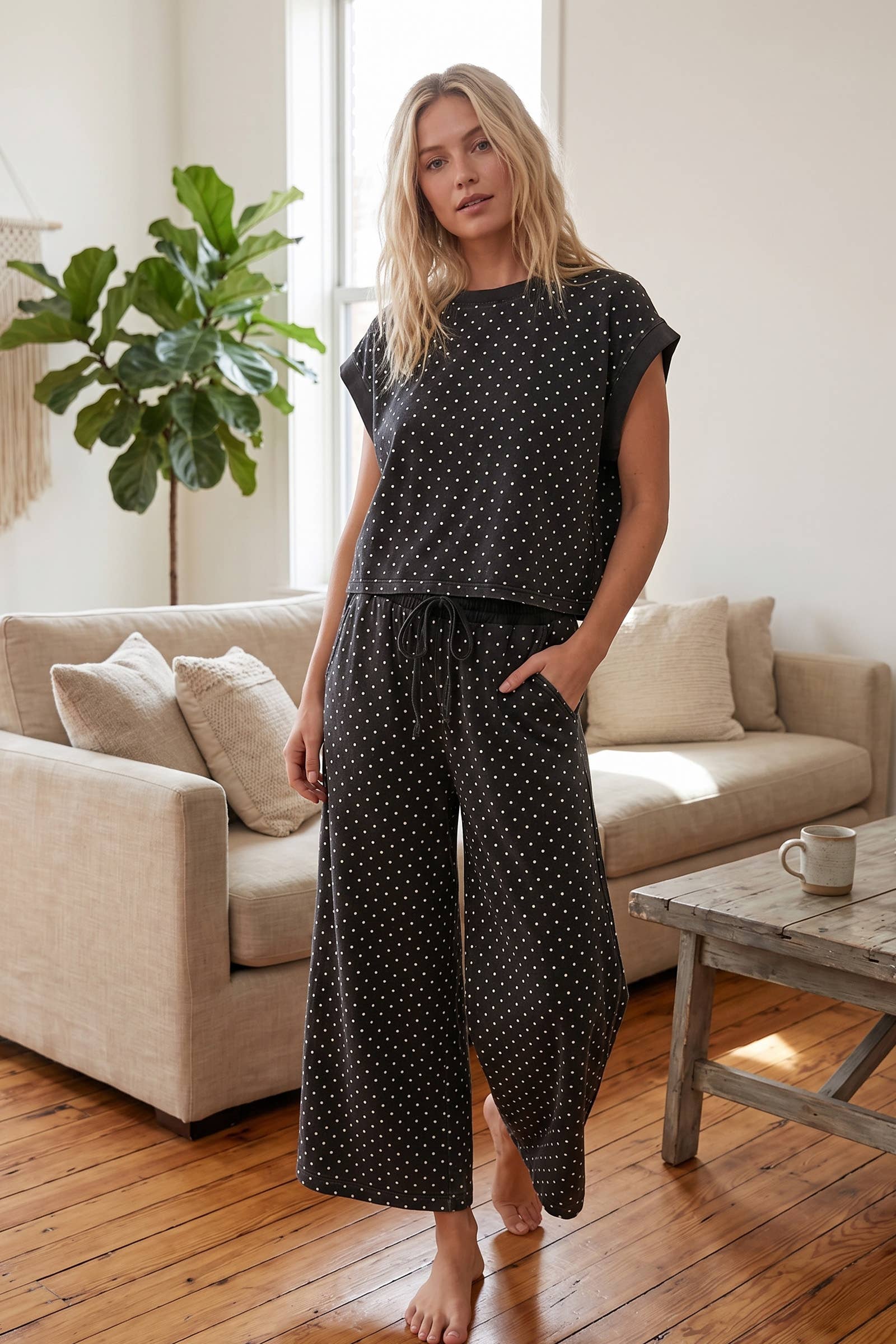Mini Polka Dot Scuba Lounge Set Pants