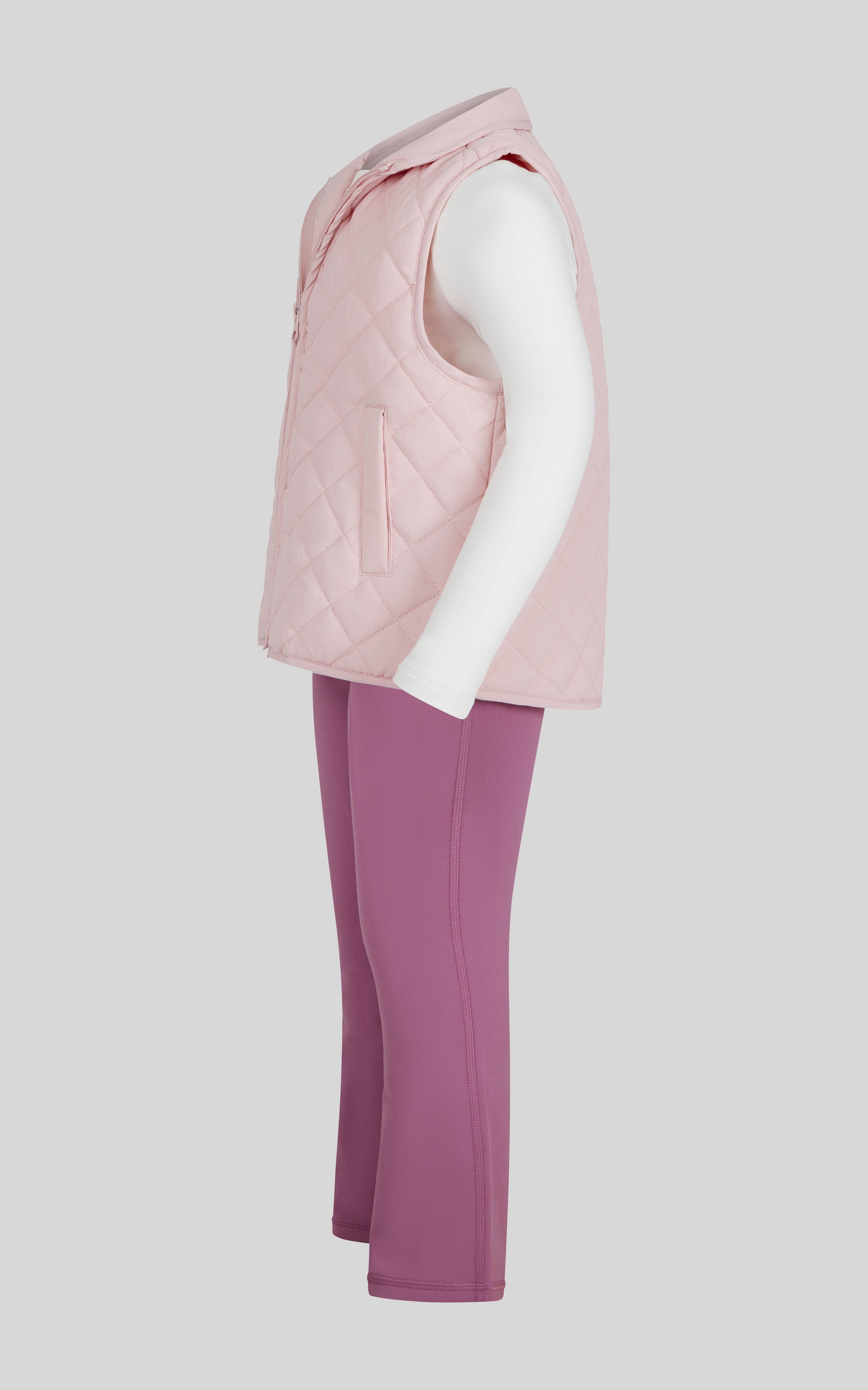 Little Girls Puffy Vest and leggings 3-Piece Set