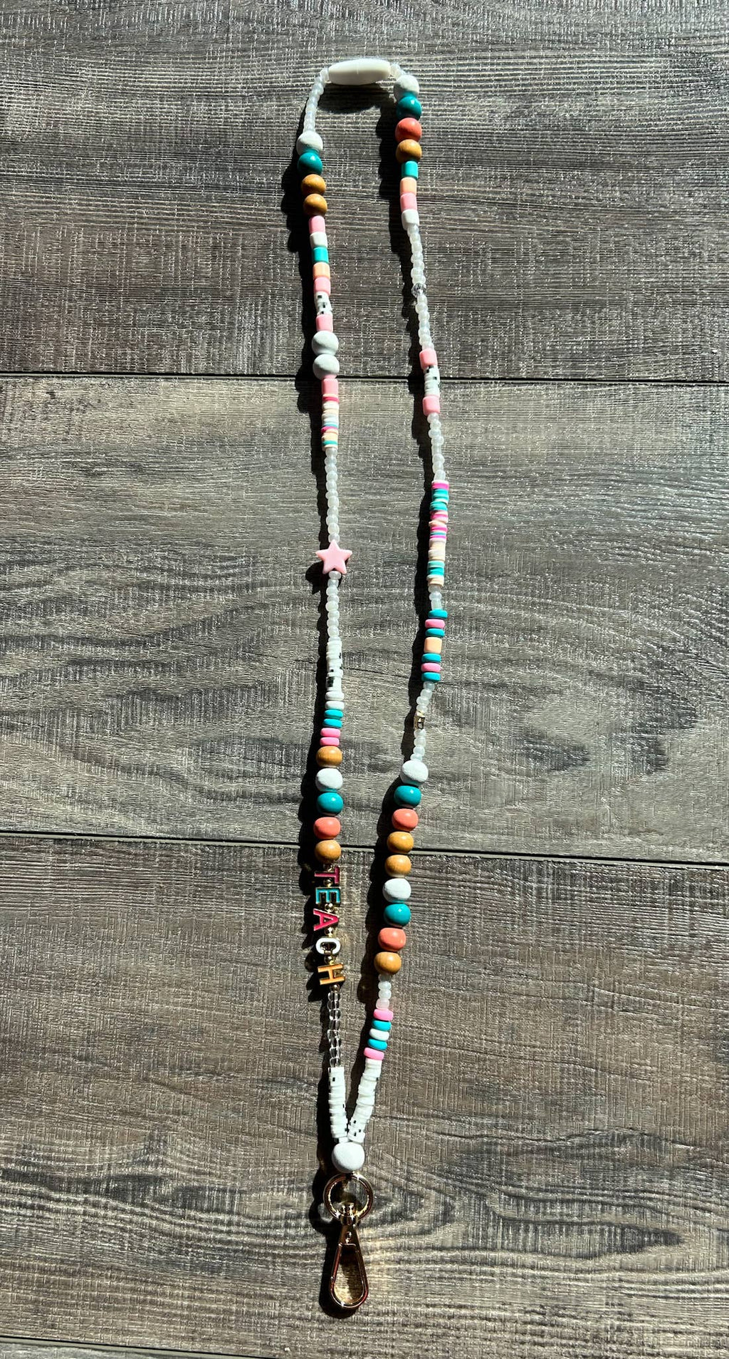 TEACH Beaded Lanyard with Breakaway Clasp