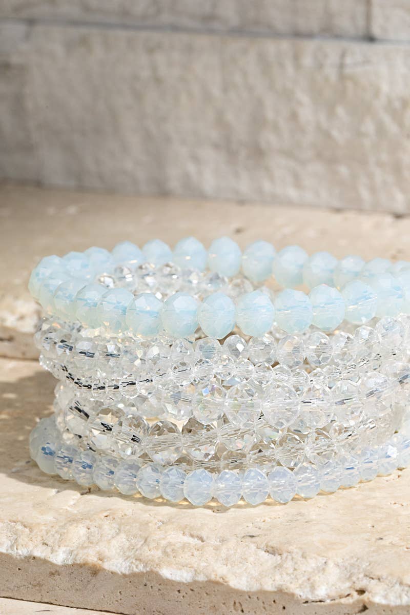 Shimmer Glass Beaded Stretch Bracelet Set