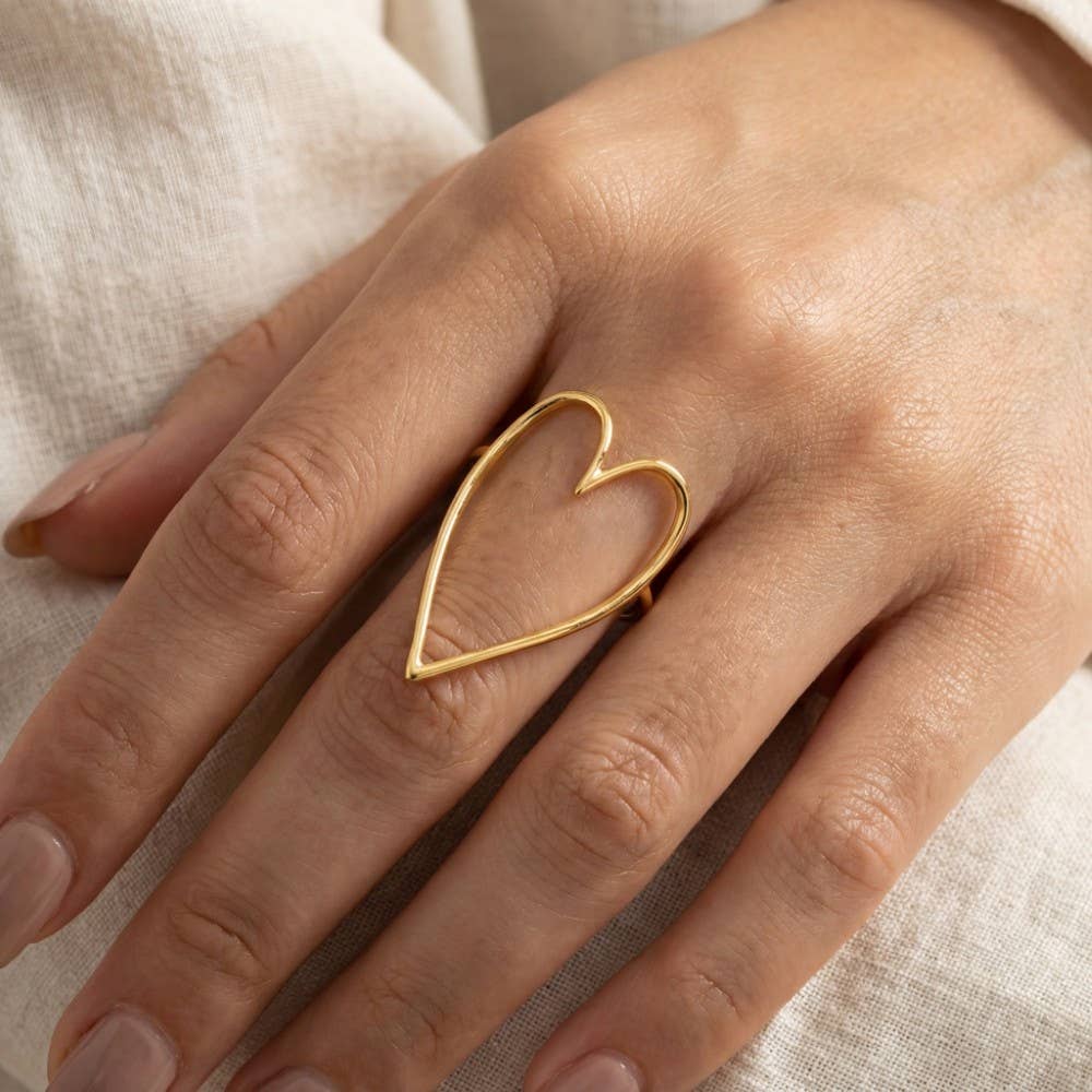 Modern Heart Outline Ring