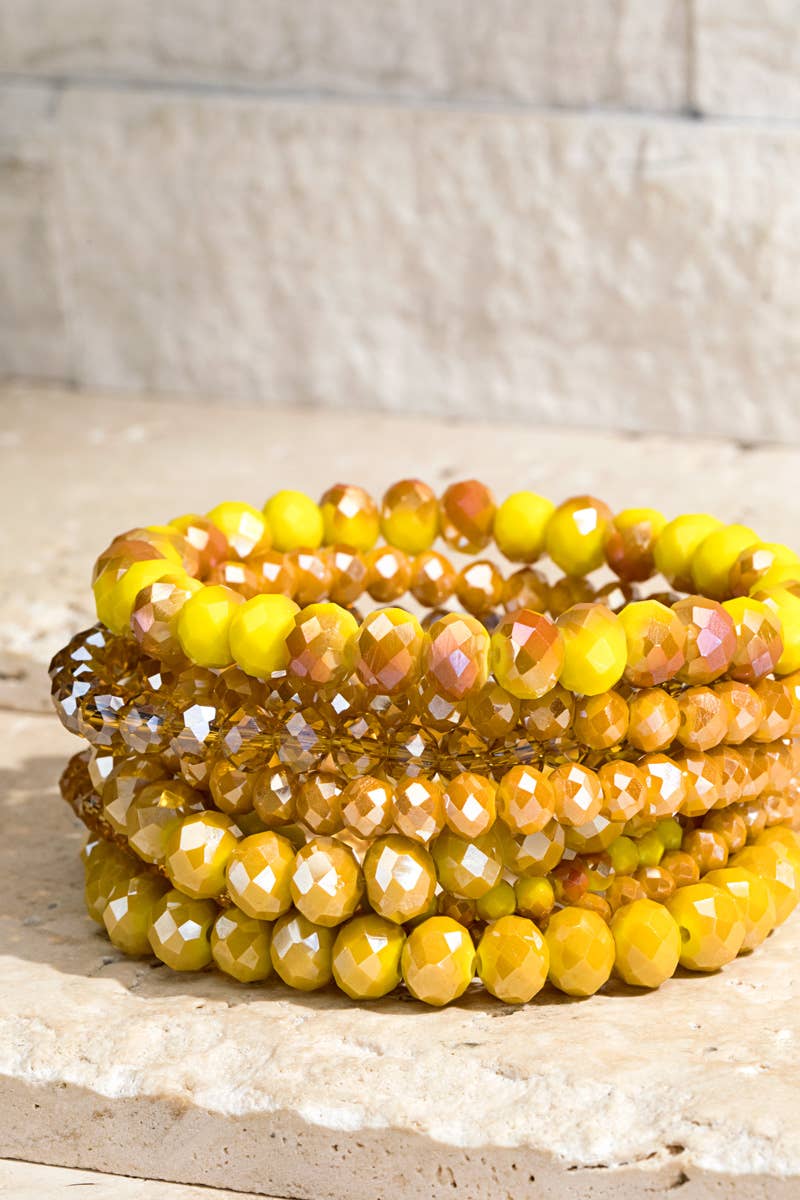 Shimmer Glass Beaded Stretch Bracelet Set