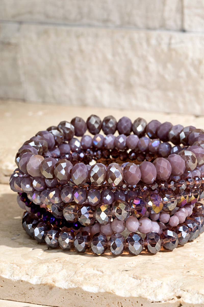 Shimmer Glass Beaded Stretch Bracelet Set