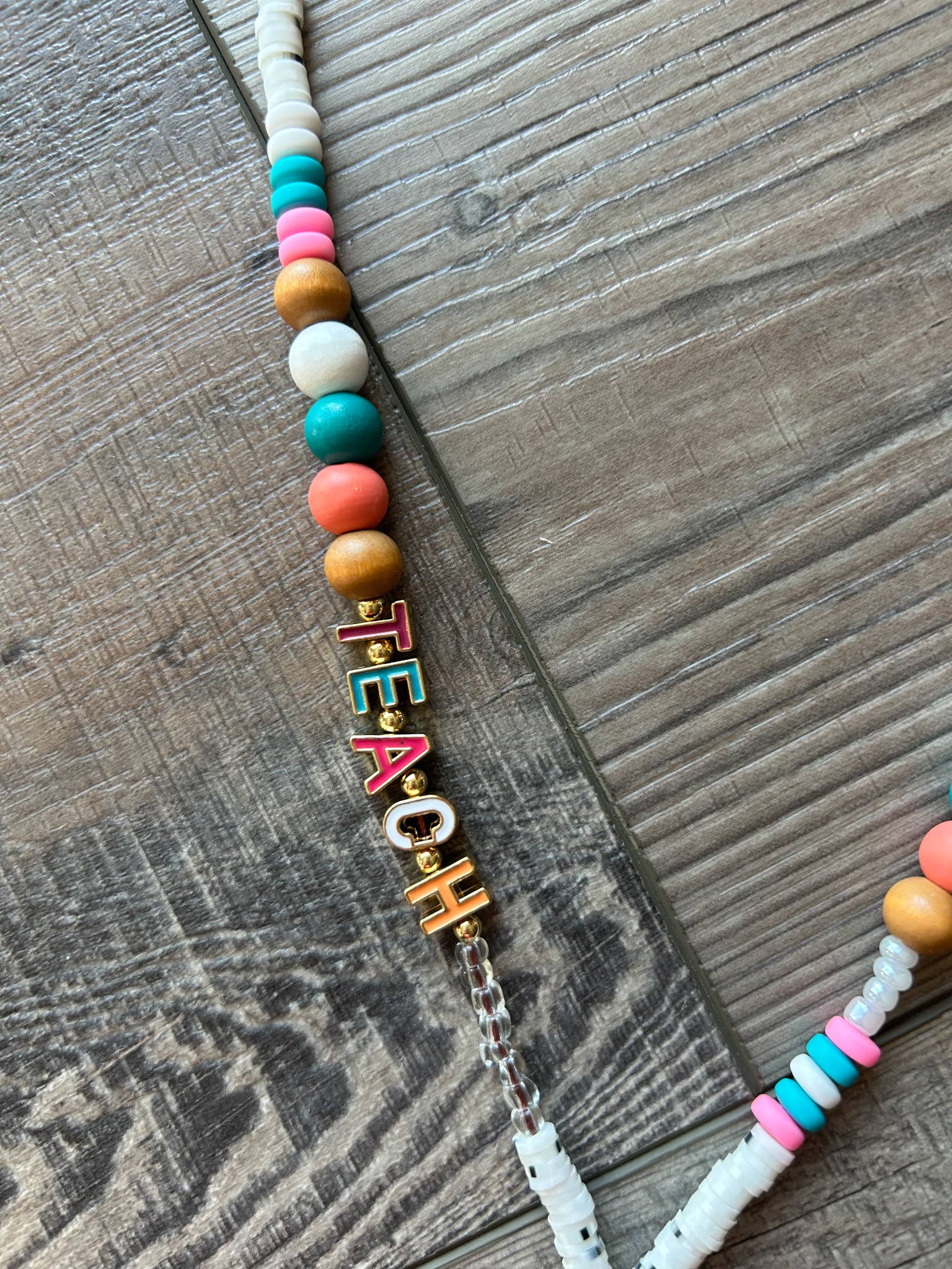 TEACH Beaded Lanyard with Breakaway Clasp